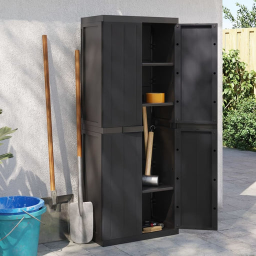 Outdoor Storage Cabinet Black 65x37x165 Cm Pp Tlaxbl