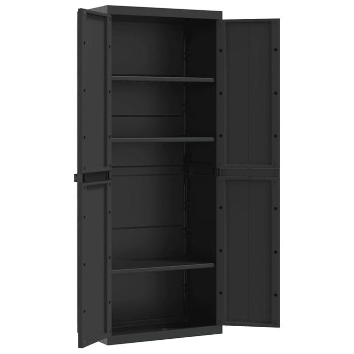 Outdoor Storage Cabinet Black 65x37x165 Cm Pp Tlaxbl