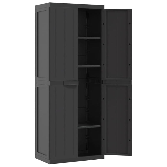 Outdoor Storage Cabinet Black 65x37x165 Cm Pp Tlaxbl