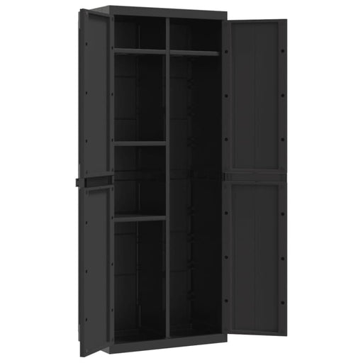 Outdoor Storage Cabinet Black 65x37x165 Cm Pp Tlaxbp