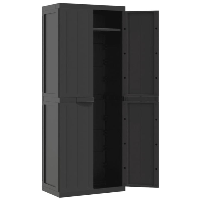 Outdoor Storage Cabinet Black 65x37x165 Cm Pp Tlaxbp
