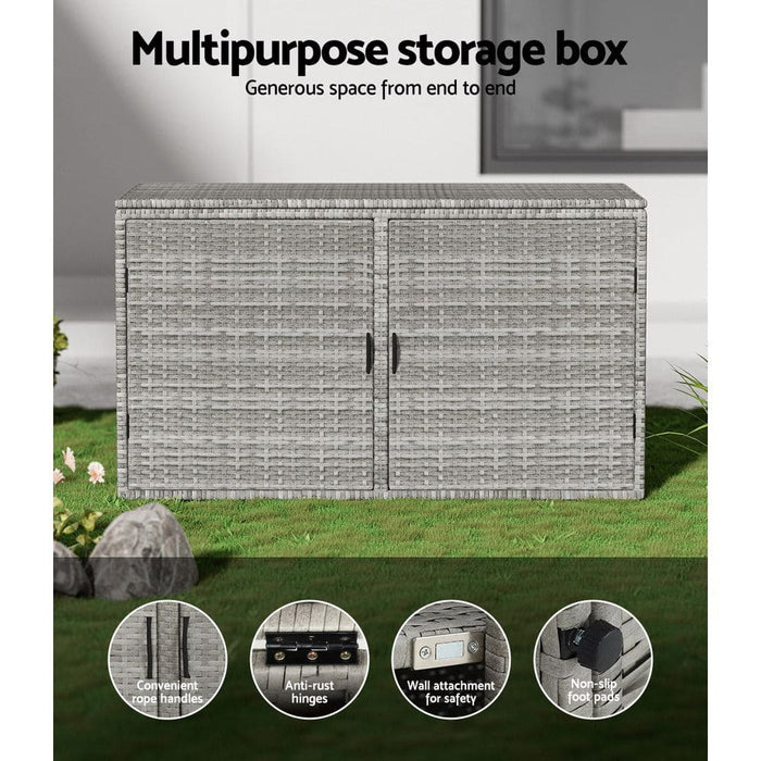 Outdoor Storage Cabinet Box Deck Wicker Shelf Chest Garden