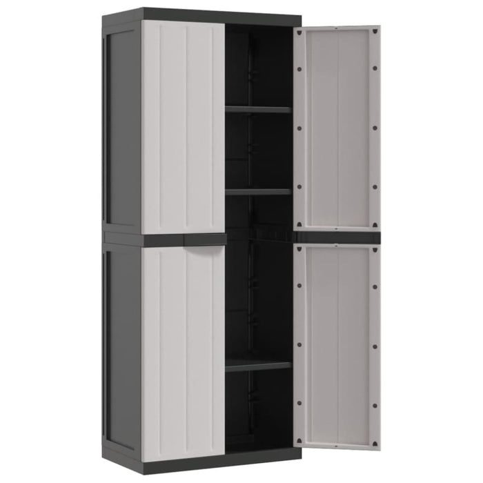 Outdoor Storage Cabinet Grey and Black 65x37x165 Cm Pp