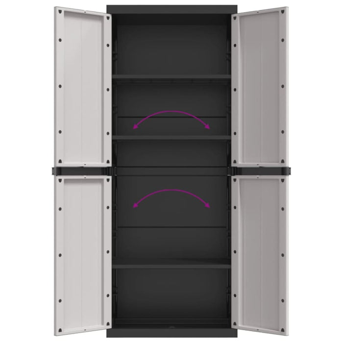 Outdoor Storage Cabinet Grey and Black 65x37x165 Cm Pp