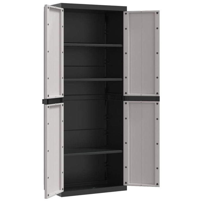 Outdoor Storage Cabinet Grey and Black 65x37x165 Cm Pp