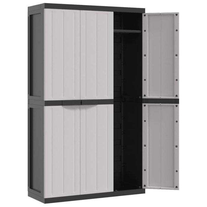 Outdoor Storage Cabinet Grey and Black 97x37x165 Cm Pp
