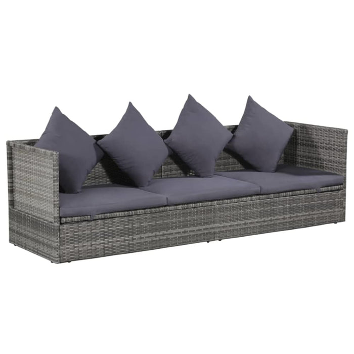 Outdoor Sunlounger Poly Rattan 200x60x58 Cm Grey Atkpk