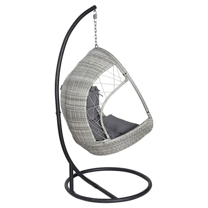 Outdoor Egg Swing Chair with Stand Cushion Wicker Armrest