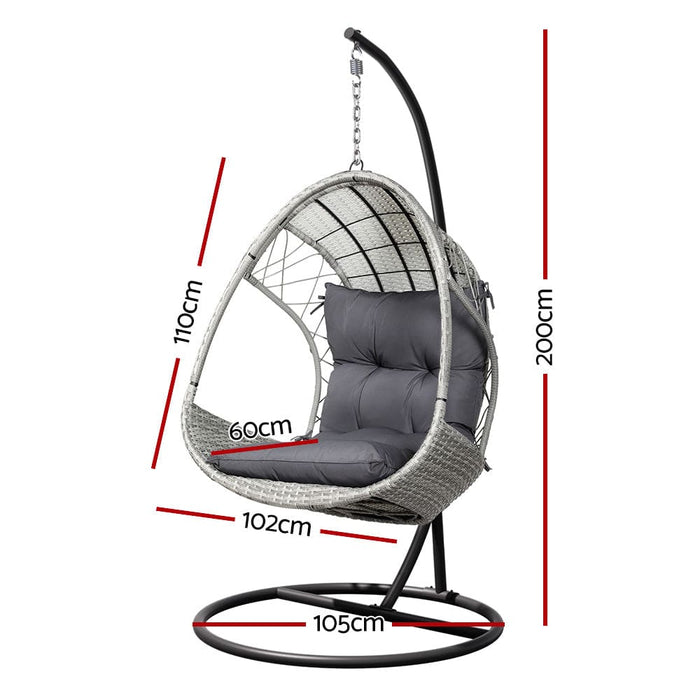Outdoor Egg Swing Chair with Stand Cushion Wicker Armrest