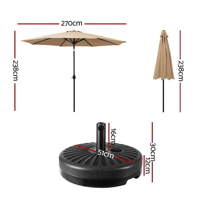 Outdoor Umbrella 2.7m Base Beach Pole Garden Tilt Sun Patio