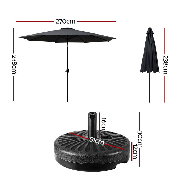 Outdoor Umbrella 2.7m Base Beach Pole Garden Tilt Sun Patio