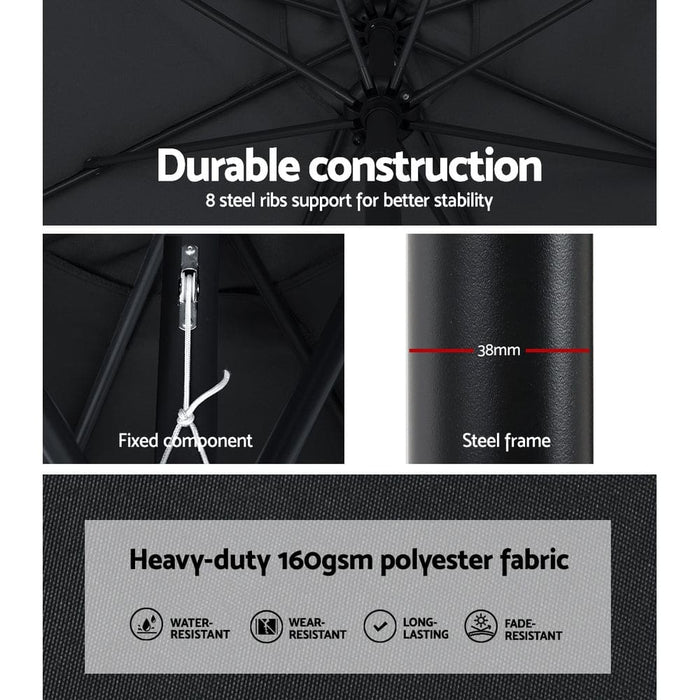 Outdoor Umbrella 2.7m Base Beach Pole Garden Tilt Sun Patio