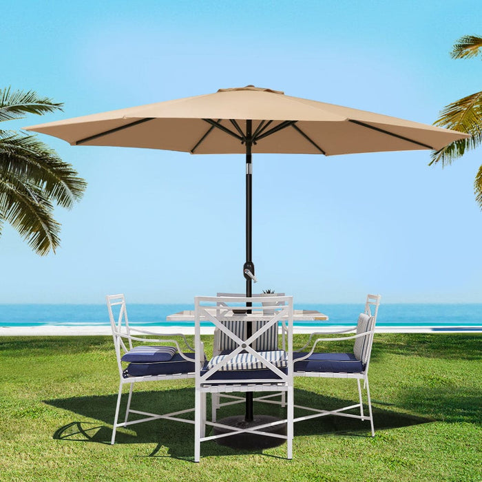 Outdoor Umbrella 3m Base Beach Pole Garden Tilt Sun Patio Uv