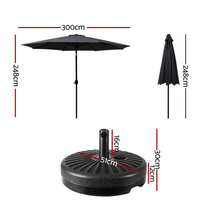 Outdoor Umbrella 3m Base Beach Pole Garden Tilt Sun Patio Uv