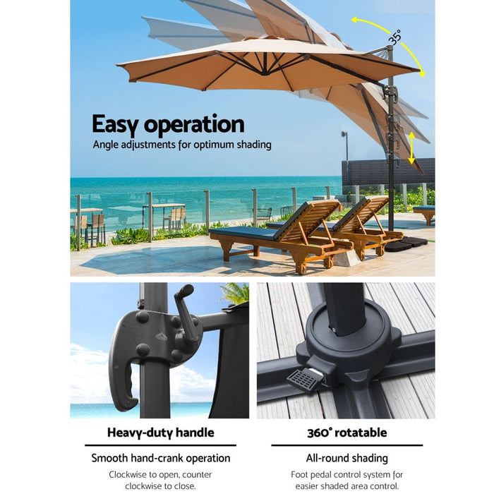 Outdoor Umbrella 3m Base Cantilever Beach Stand Sun Roma