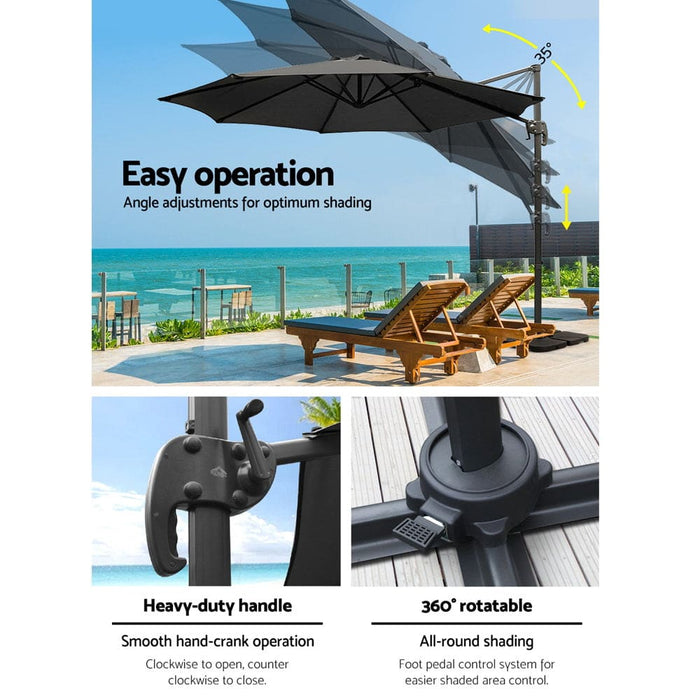 Outdoor Umbrella 3m Base Cantilever Beach Stand Sun Roma