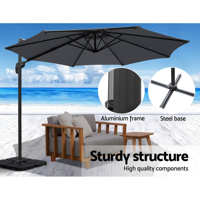 Outdoor Umbrella 3m Base Cantilever Beach Stand Sun Roma