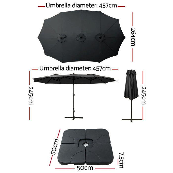 Outdoor Umbrella Beach Twin Base Stand Garden Sun Shade