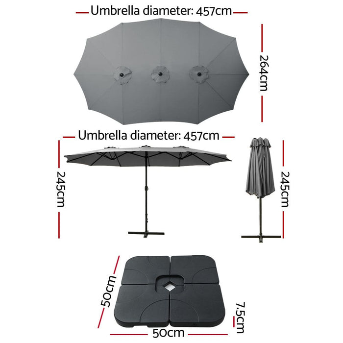 Outdoor Umbrella Beach Twin Base Stand Garden Sun Shade