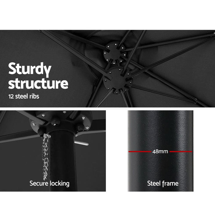 Outdoor Umbrella Twin Umbrellas Beach Garden Stand Base Sun