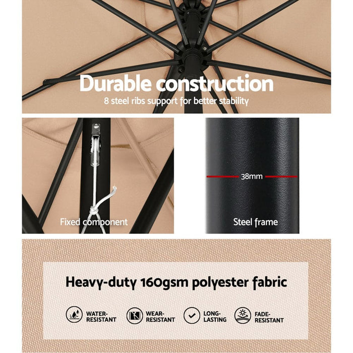 Outdoor Umbrella 3m Umbrellas Beach Garden Tilt Sun Patio