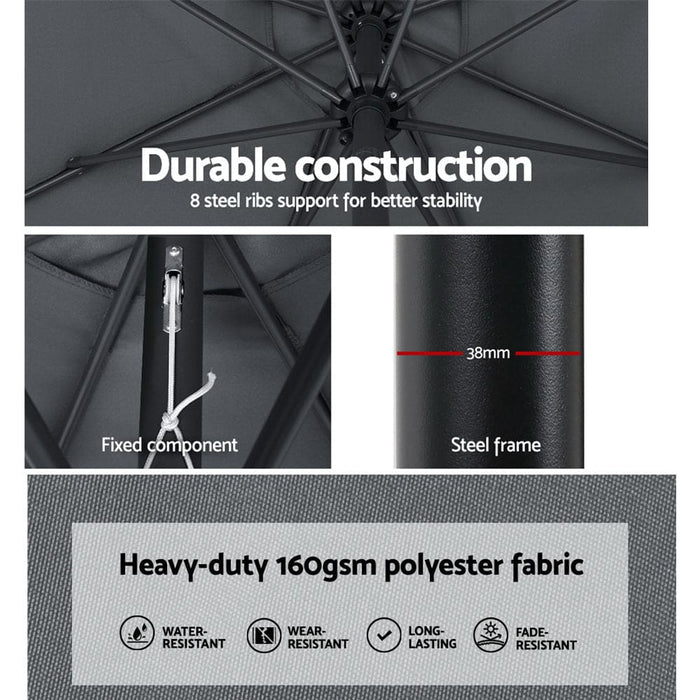 Outdoor Umbrella 3m Umbrellas Garden Beach Tilt Sun Patio