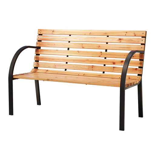 Outdoor Wooden Garden Bench Steel 2 Seater Patio Furniture