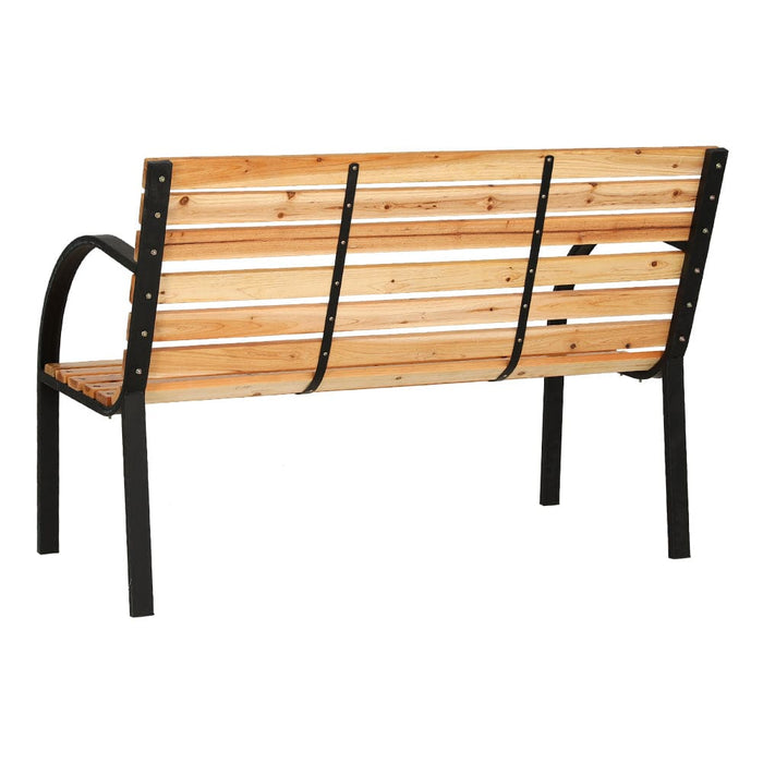 Outdoor Wooden Garden Bench Steel 2 Seater Patio Furniture