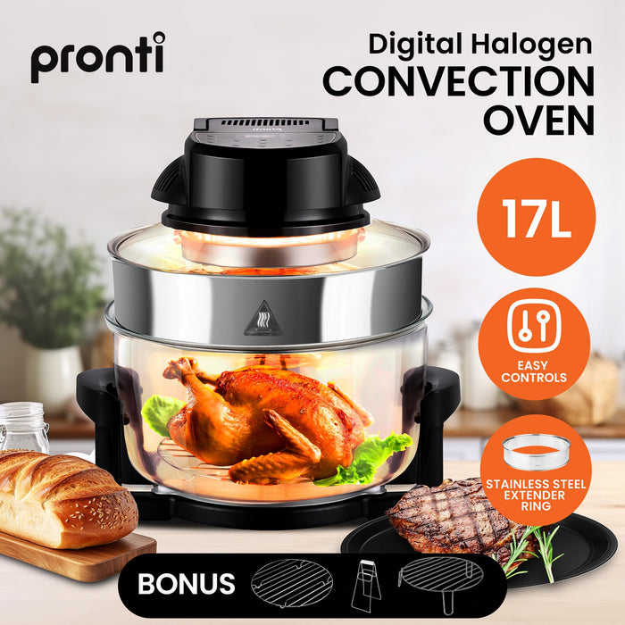 17L Digital Family Turbo Convection Oven Broiler Cooker - Black