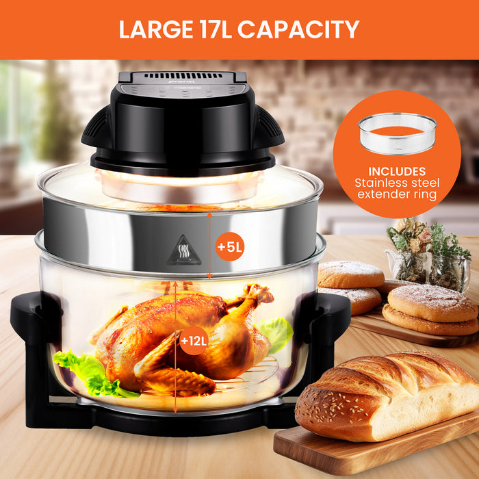 17L Digital Family Turbo Convection Oven Broiler Cooker - Black