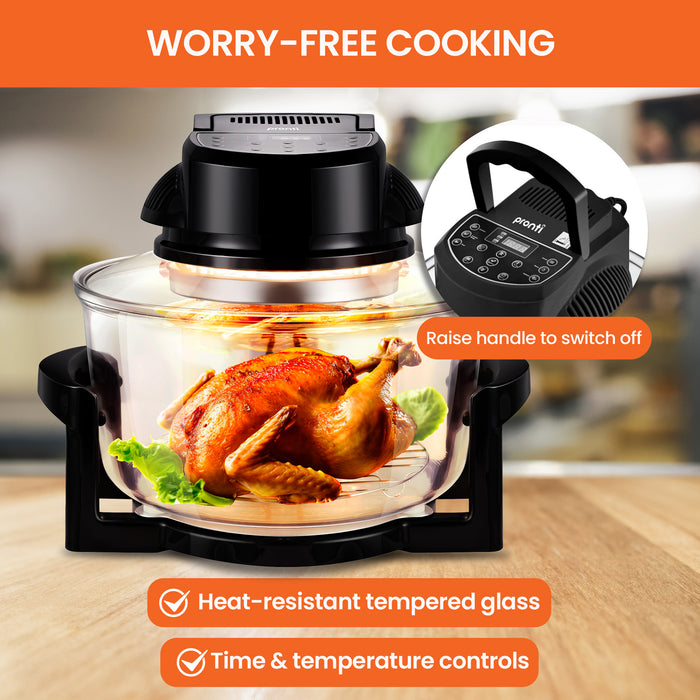 17L Digital Family Turbo Convection Oven Broiler Cooker - Black