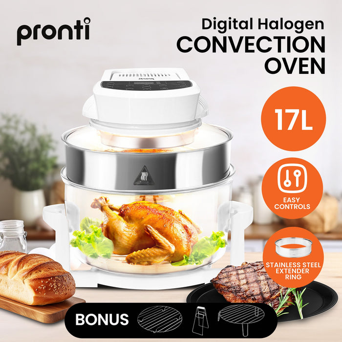 17L Digital Family Turbo Convection Oven Broiler Cooker - White