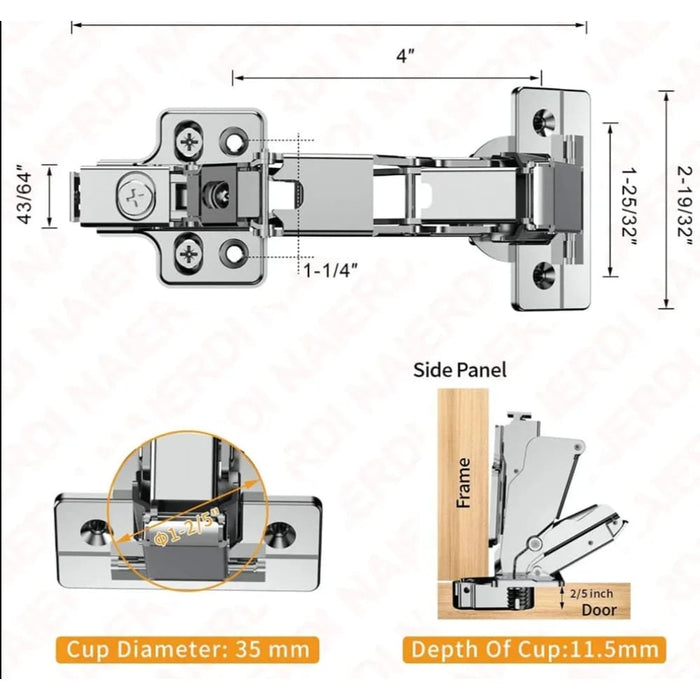 Pack Of 2 175 Hydraulic Corner Cabinet Hinges For Frameless