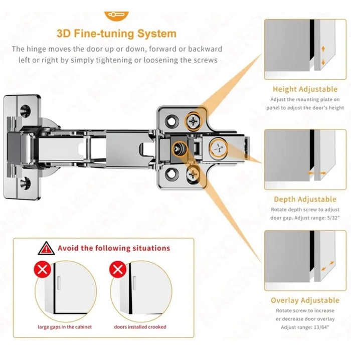 Pack Of 2 175 Hydraulic Corner Cabinet Hinges For Frameless