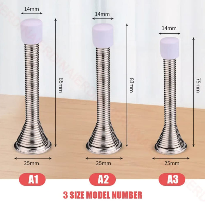 Pack Of 2 Flexible Spring Door Stops Satin Nickel