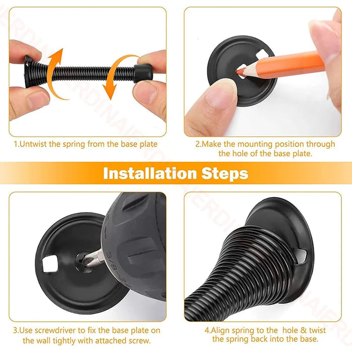 Pack Of 2 Flexible Spring Door Stops Satin Nickel