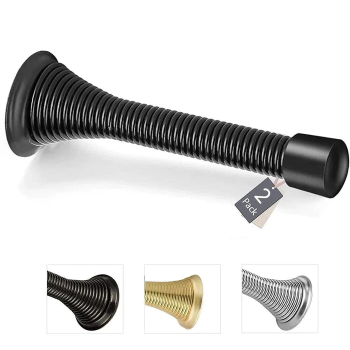 Pack Of 2 Flexible Spring Door Stops Satin Nickel