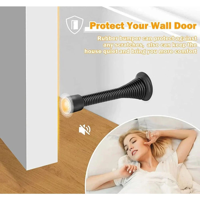 Pack Of 2 Flexible Spring Door Stops Satin Nickel