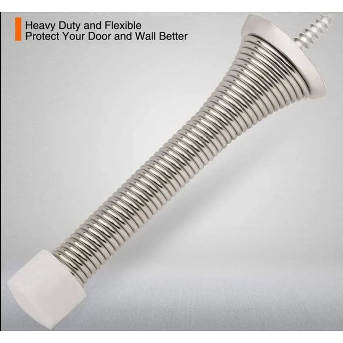 Pack Of 2 Flexible Spring Door Stops Satin Nickel