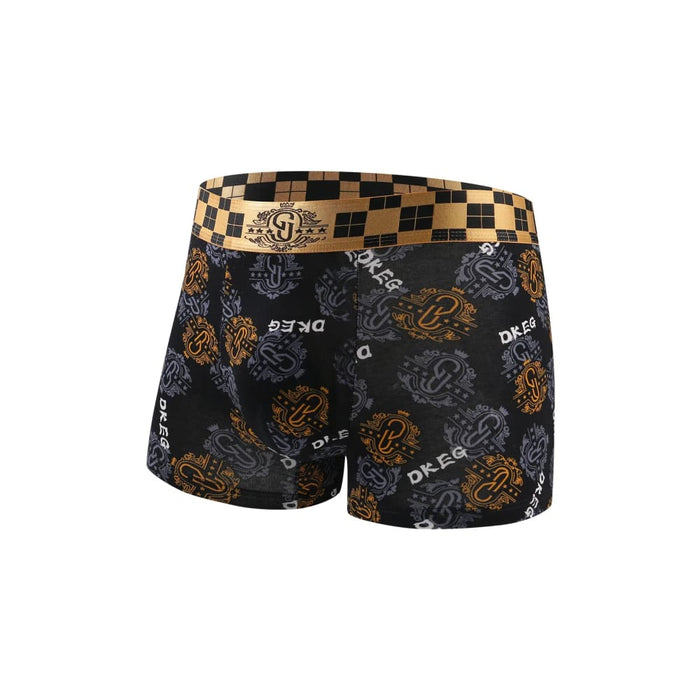 Pack Of 5 Deluxe Black Gold Printed Cotton Boxer Shorts Mens