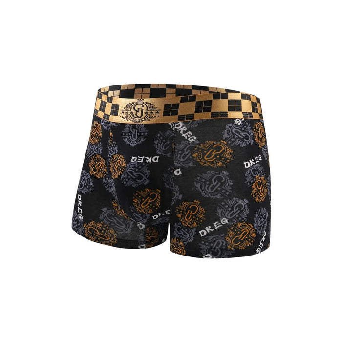 Pack of 5 Deluxe Black Gold Printed Cotton Boxer Shorts Mens