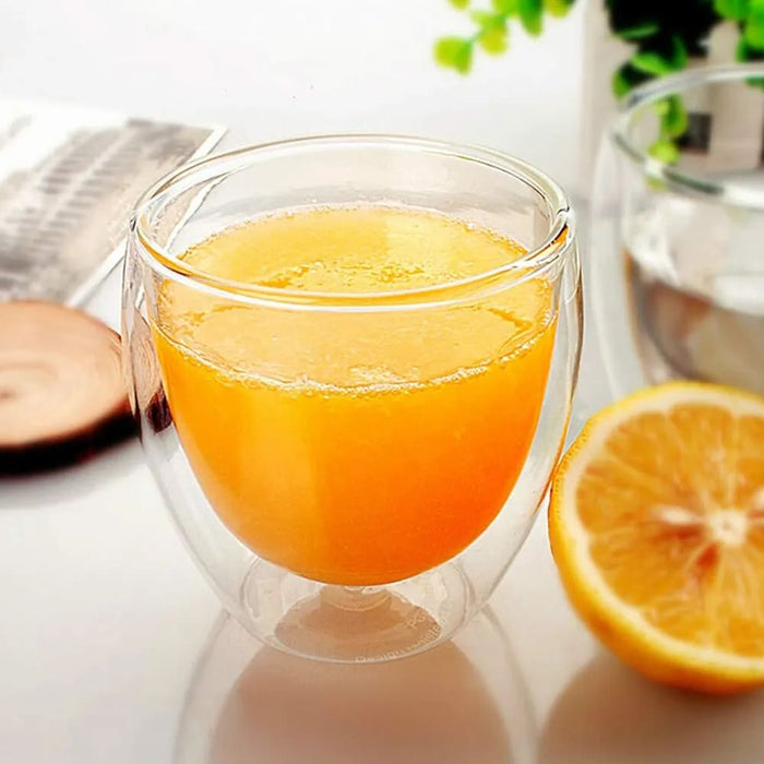 Pack of 6 Clear Double Wall Glass Coffee Mugs