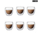 Pack of 6 Clear Double Wall Glass Coffee Mugs