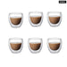 Pack of 6 Clear Double Wall Glass Coffee Mugs Set 5 Sizes
