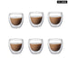 Pack of 6 Clear Double Wall Glass Coffee Mugs Set 5 Sizes