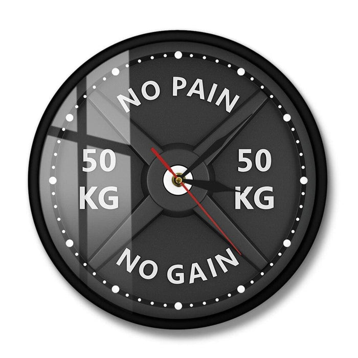 No Pain no Gain 50kg Barbell 3d Modern Wall Clock Weight