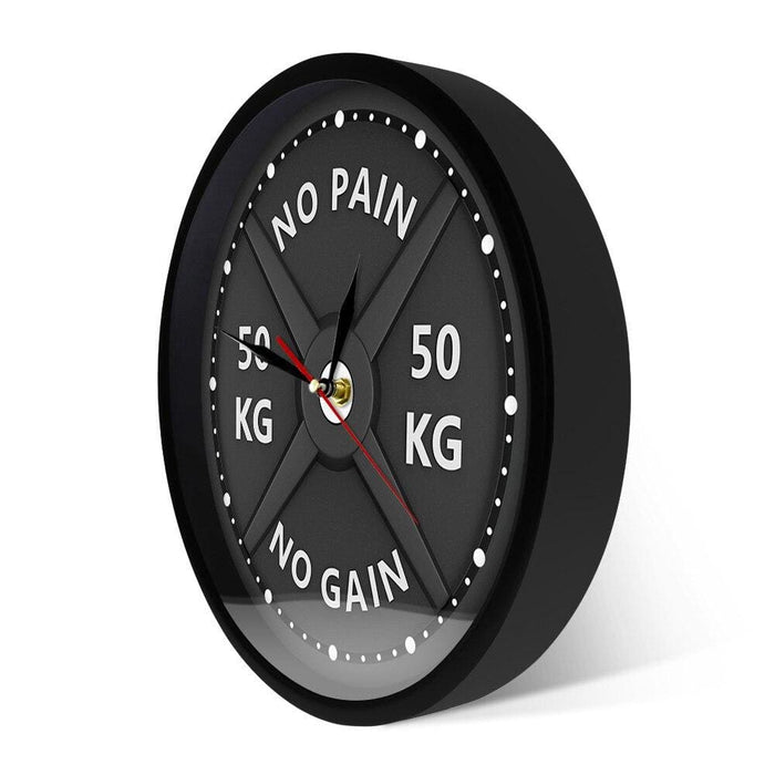 No Pain no Gain 50kg Barbell 3d Modern Wall Clock Weight