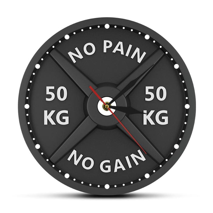 No Pain no Gain 50kg Barbell 3d Modern Wall Clock Weight