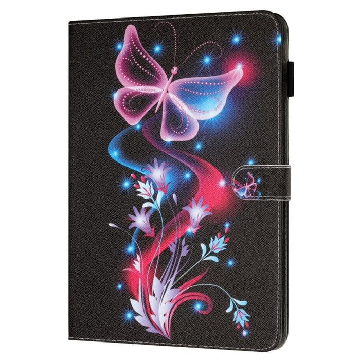 Painted Leather Smart Tablet Case Fluorescent Butterflies