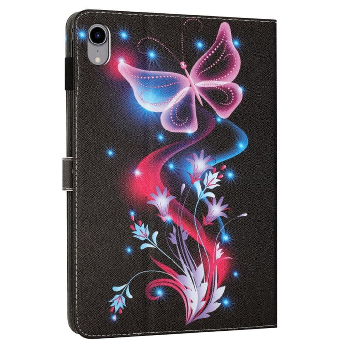 Painted Leather Smart Tablet Case Fluorescent Butterflies